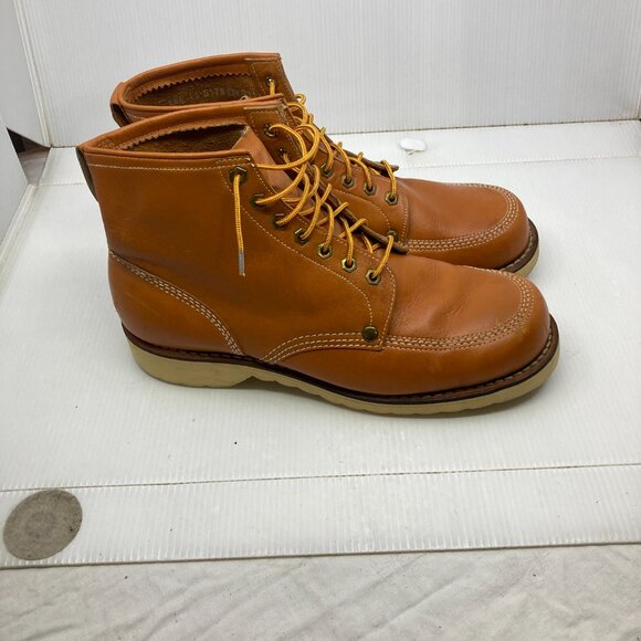 Vtg STATUS 1980 work rockabilly moc red wing style mens boots sz 10 EEE - Picture 3 of 12